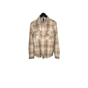 NWT Salty Crew Plaid Long Sleeve Button Up Shirt Mens Tan Blue‎ Orange SZ S